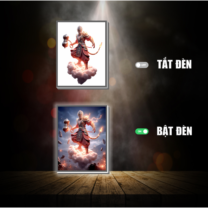 Tranh đèn led 3D đổi màu Wukong - Tranh đèn led 3D ANIME trang trí bàn làm việc, đèn ngủ