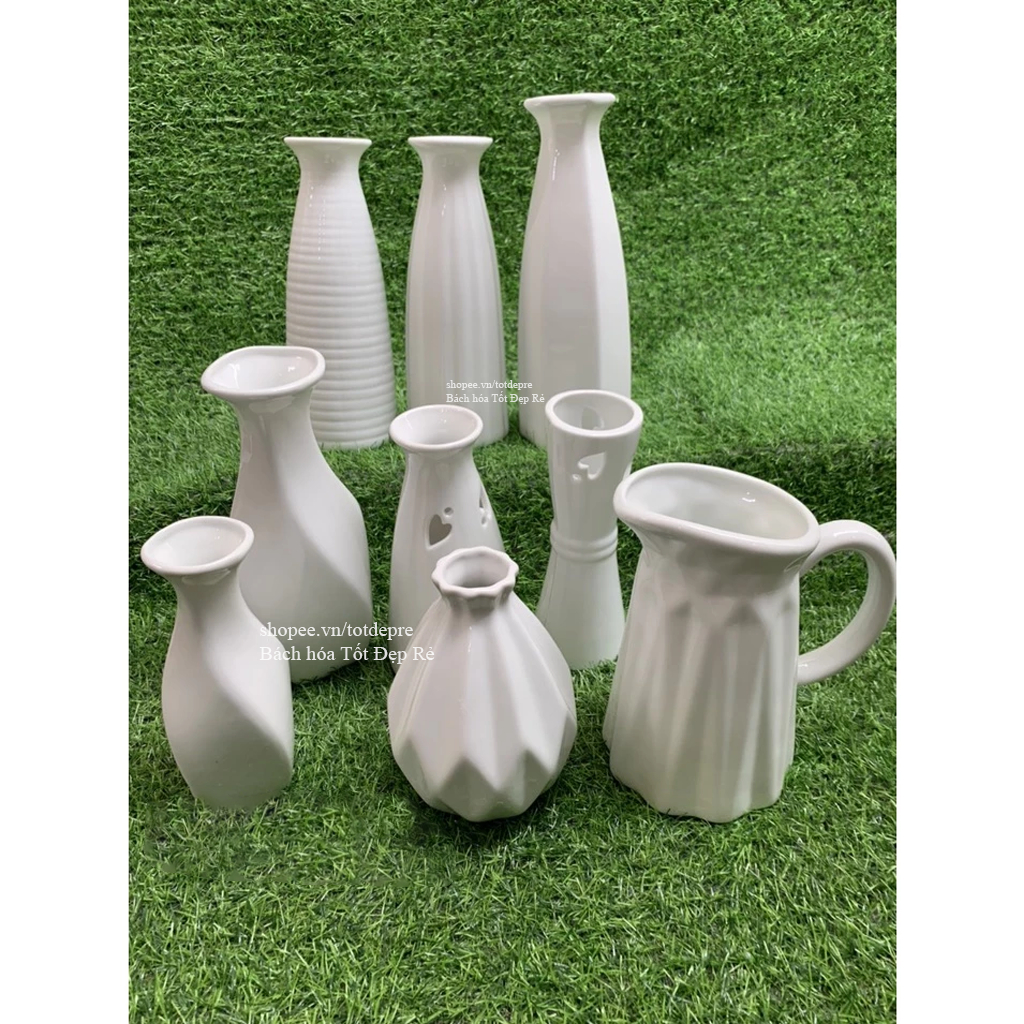 Lọ Hoa Gốm Sứ Bát Tràng Giá Rẻ Sang Trọng Màu Trắng