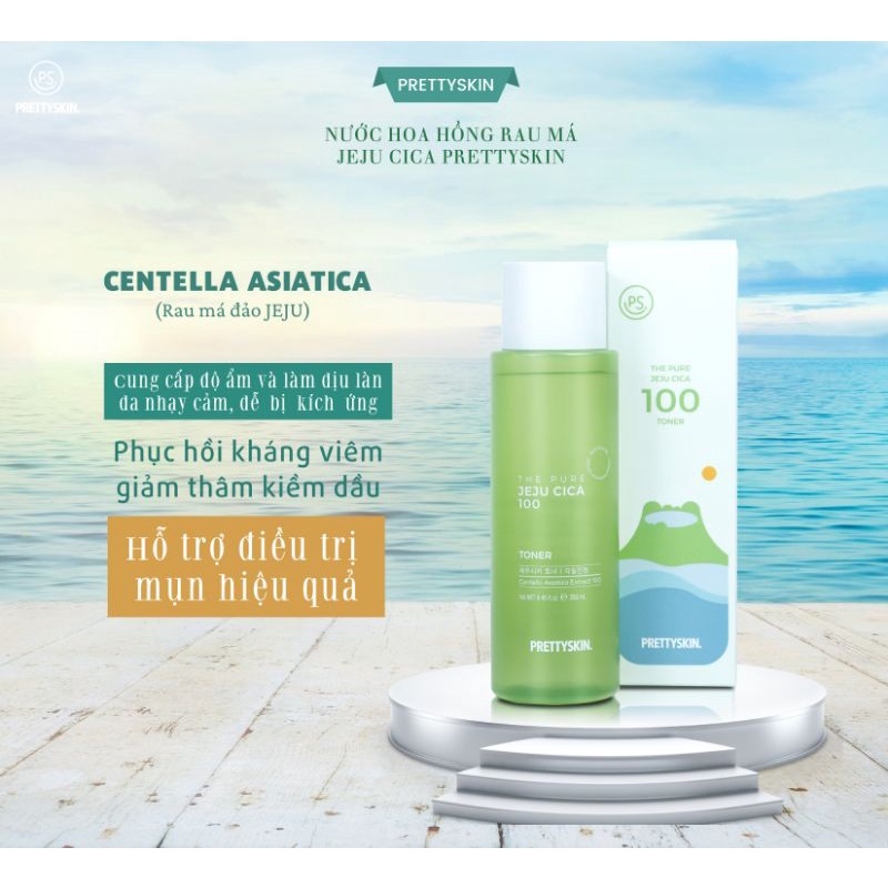 Ảnh Nước hoa hồng rau má PrettySkin The Pure Jeju Cica 100 cân bằng độ PH se khít lỗ chân lông 250ml 4