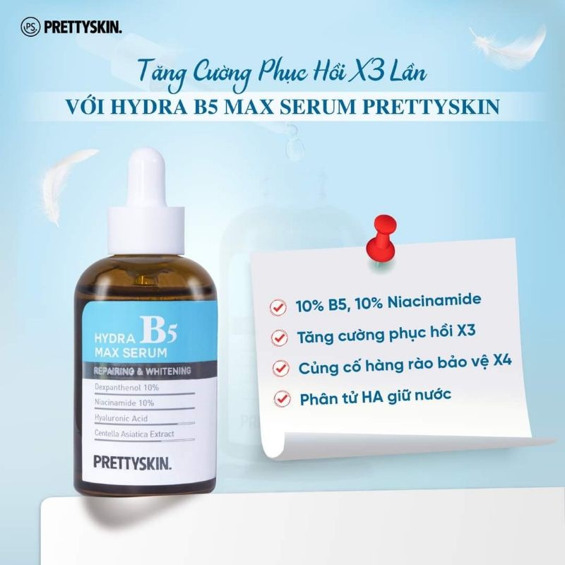 Ảnh Serum B5 PrettySkin Hydra B5 Max serum tinh chất dưỡng da phục hồi dưỡng trắng da se khít lỗ chân lông 50ml Pretty Skin 3