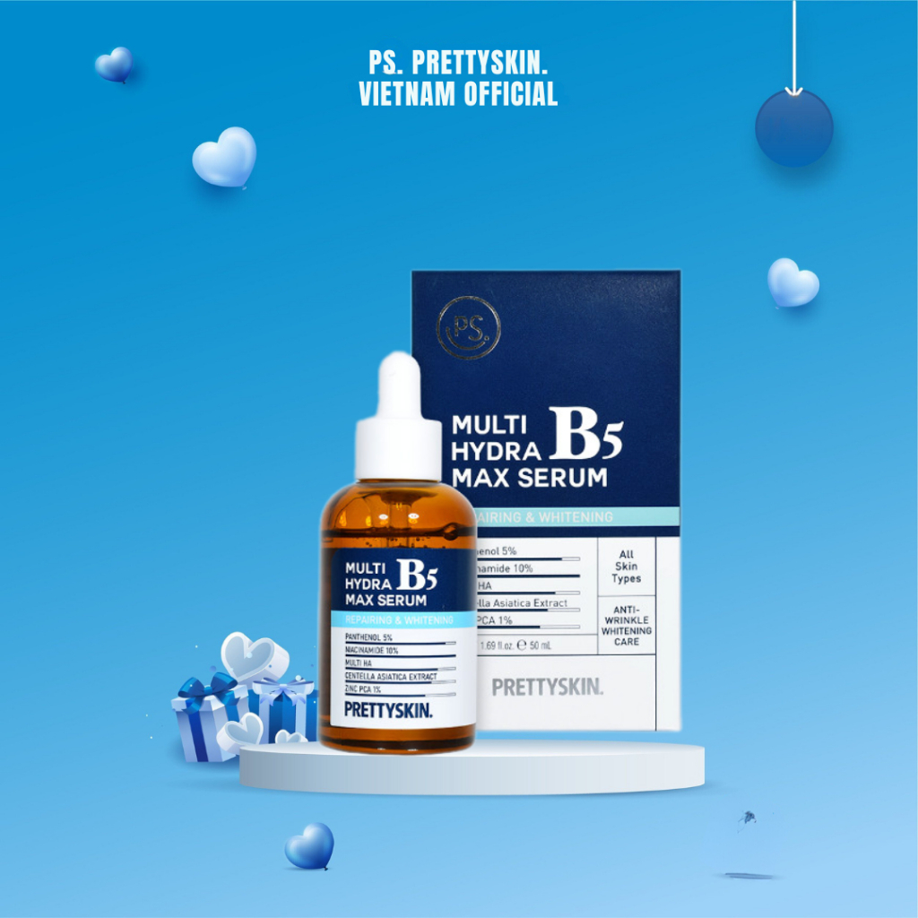 Ảnh Serum B5 PrettySkin Hydra B5 Max serum tinh chất dưỡng da phục hồi dưỡng trắng da se khít lỗ chân lông 50ml Pretty Skin 2