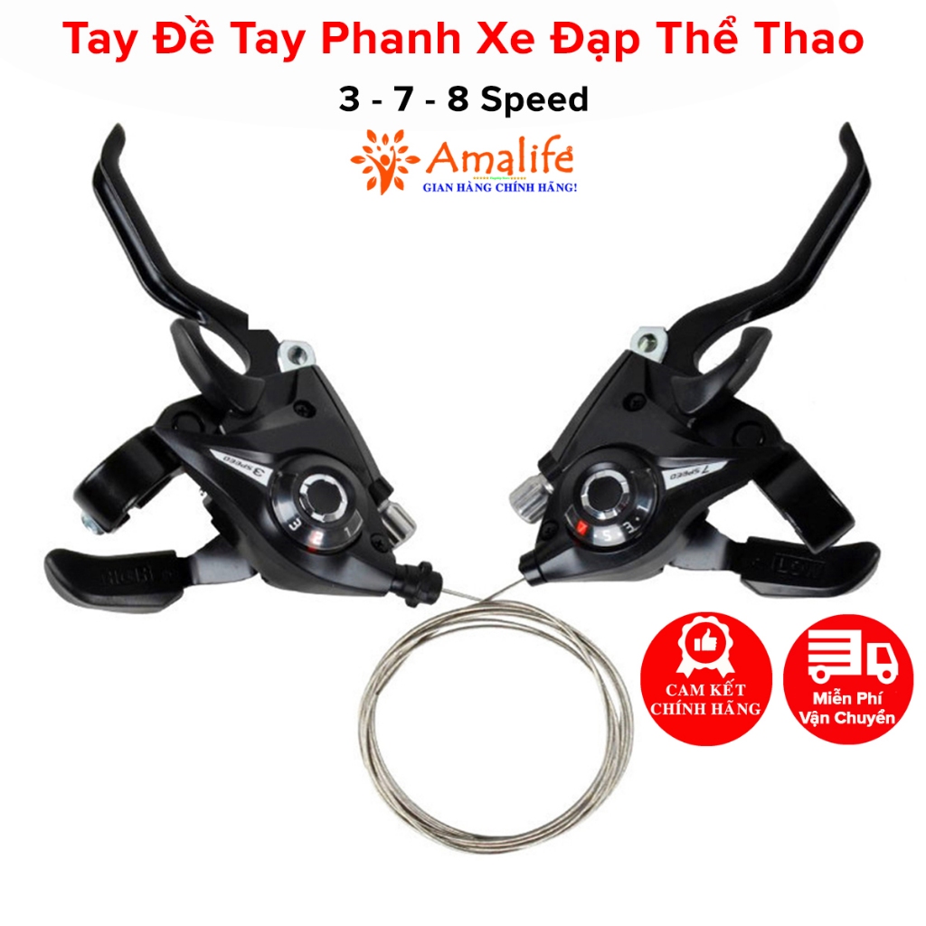 Ảnh Bộ Tay Đề Tay Phanh Líp Xe Đạp Amalife Bấm Tốc Độ 3x7 Speed Và 3x8 Speed Shimano1 1