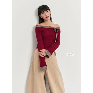 𝐎𝐥𝐢𝐯𝐢𝐚 𝐓𝐨𝐩 - Áo kiểu nữ, áo thun tay dài trễ vai thiết kế phối caro nhiennhienvintage NAT00009