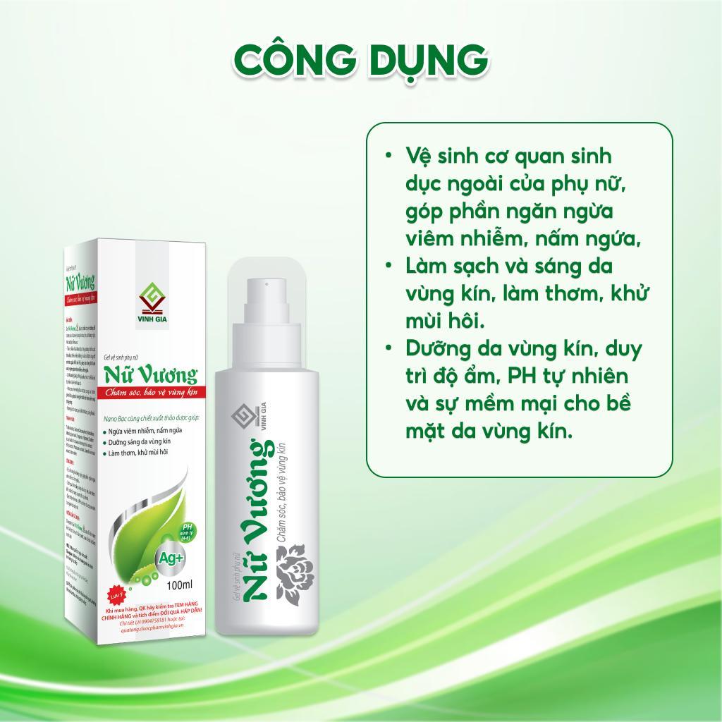 Ảnh Dung Dịch Vệ Sinh Phụ Nữ - Nữ Vương Gel Vinh Gia Làm Sạch Vùng Kín Hàng Ngày 100ml (Combo) 4