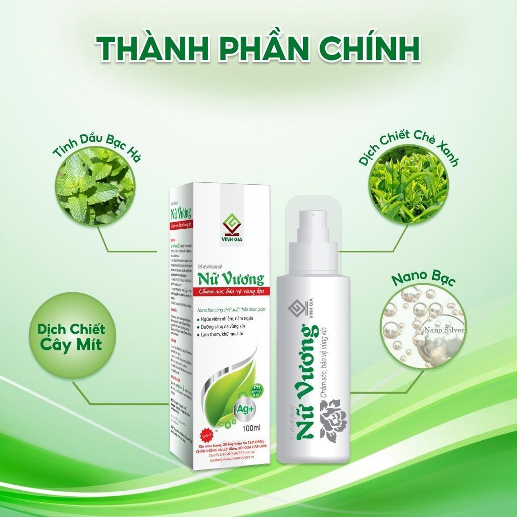 Ảnh Dung Dịch Vệ Sinh Phụ Nữ - Nữ Vương Gel Vinh Gia Làm Sạch Vùng Kín Hàng Ngày 100ml (Combo) 3