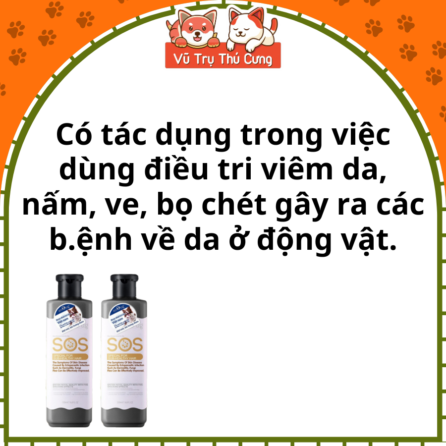 Sữa tắm SOS đen, ngừa ve rận, bọ chét cho thú cưng chó mèo 530ml