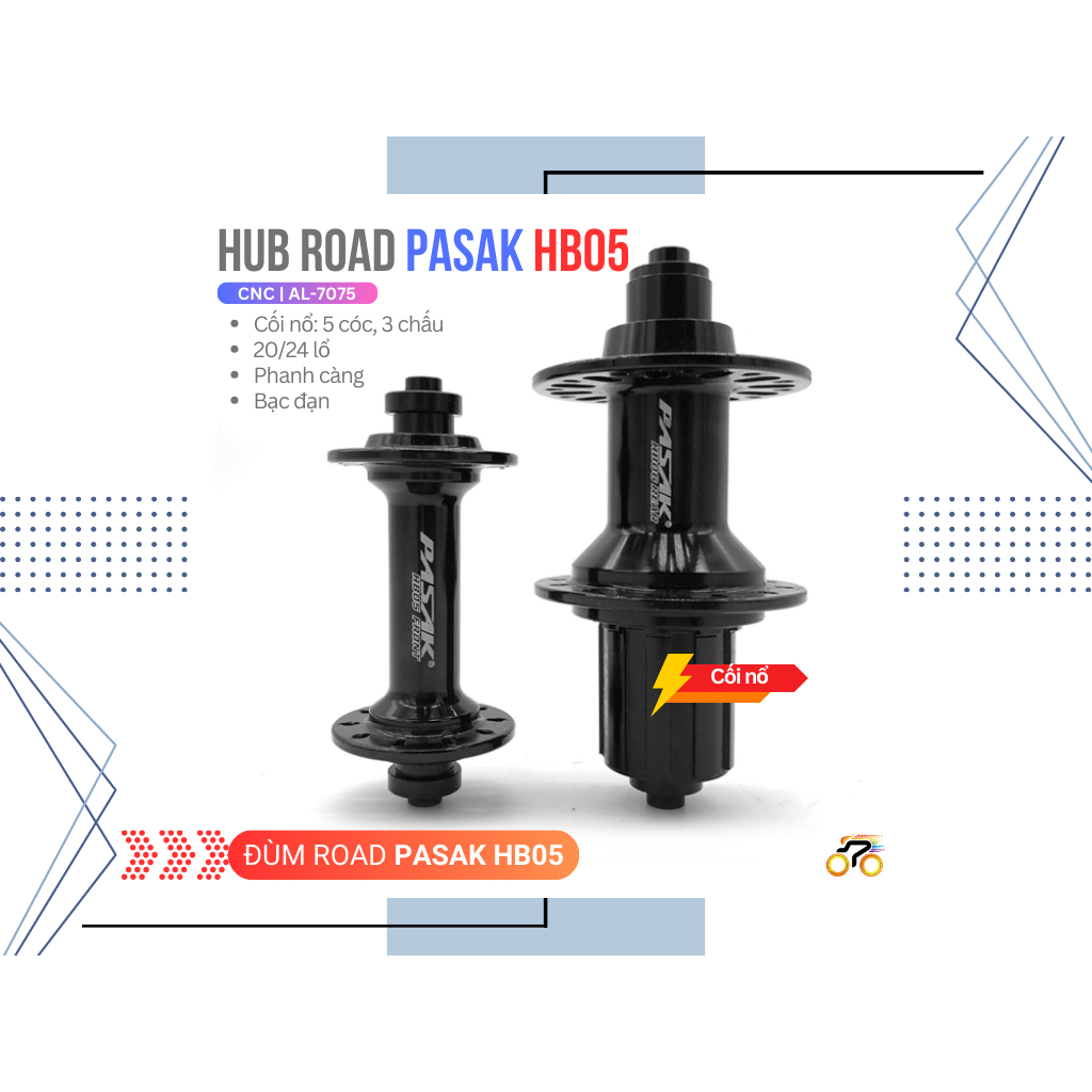 ĐÙM XE ĐẠP - HUB PASAK HB05 - ROAD - CỐI HG (NỔ TO) - 6 CÓC - BẠC ĐẠN ...