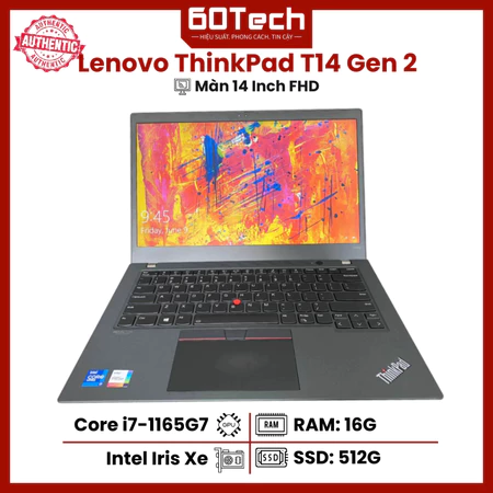 Laptop Lenovo ThinkPad T14 Gen 2 - Core i7-1165G7 RAM 16G SSD 512G Màn 14 Inch FHD