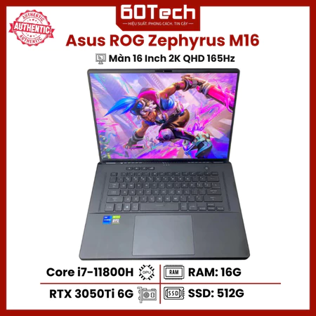 Laptop Gaming Asus ROG Zephyrus M16 - Core i7-11800H RAM 16G SSD 512G RTX 3050Ti