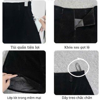 247store - Quần Short Nhung Cạp Cao Khóa Sau 2 Lớp Lưng Cao Ống Rộng QnhungN79