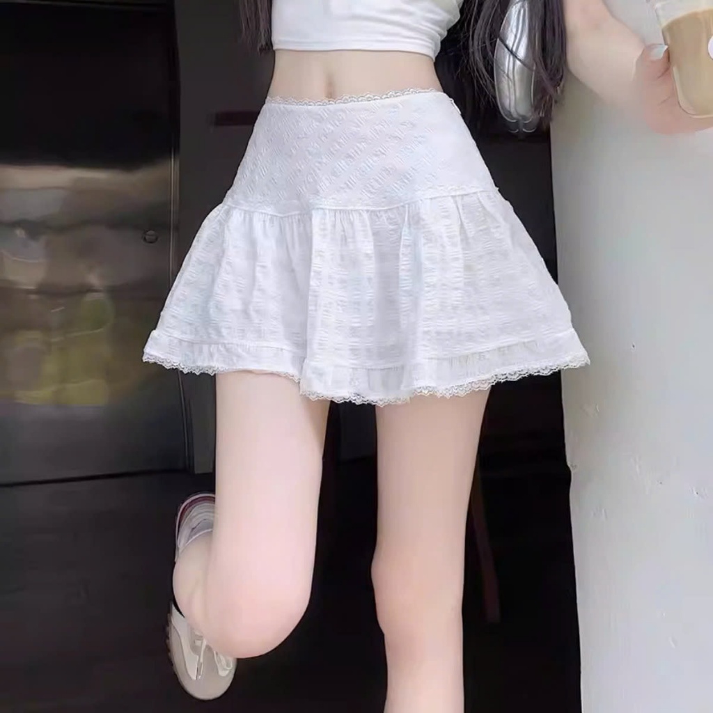 [ Video sp thực tế ] Chân váy Ngắn Viền ren MCA Phong cách mùa hè C096