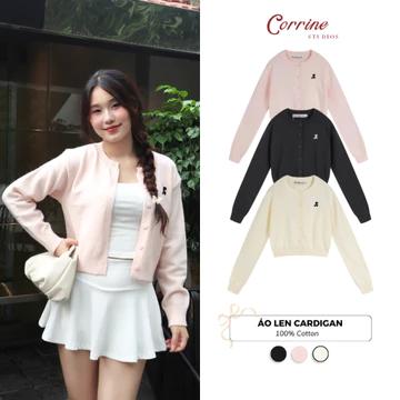 Áo Khoác Cardigan Nữ Áo Cardigan Len Boxy Lửng Nữ Tính Mùa Thu 2 Màu Hồng Pastel/ Trắng Kem CDG01