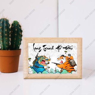 Tranh vô tri để bàn 15x21cm,Tranh vô tri Long Tranh Hổ Đấu, Mã Dell thành công, Mãnh Hổ Hạ Sơn...