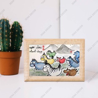 Tranh vô tri để bàn 15x21cm,Tranh vô tri Long Tranh Hổ Đấu, Mã Dell thành công, Mãnh Hổ Hạ Sơn...