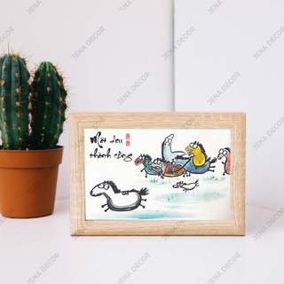 Tranh vô tri để bàn 15x21cm,Tranh vô tri Long Tranh Hổ Đấu, Mã Dell thành công, Mãnh Hổ Hạ Sơn...