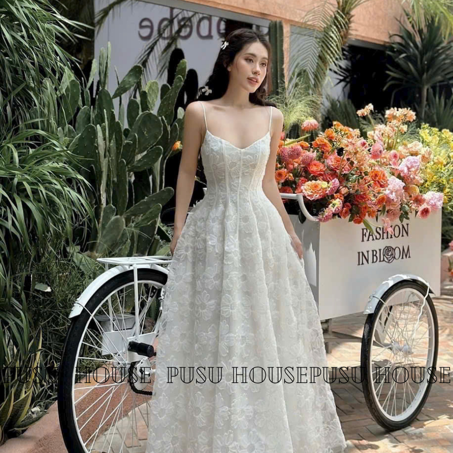 Đầm Ren Hoa 2s Maxi Nàng Thơ Dịu Dàng Dự Tiệc Dạo Phố-PUSU HOUSE