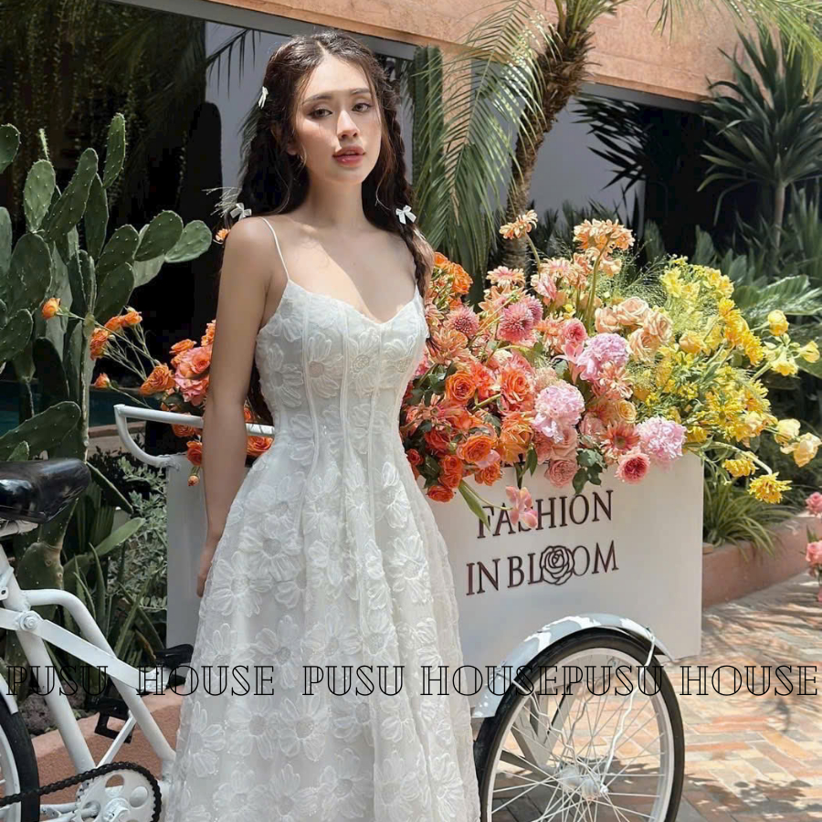 Đầm Ren Hoa 2s Maxi Nàng Thơ Dịu Dàng Dự Tiệc Dạo Phố-PUSU HOUSE