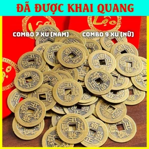 Túi Xu Âm Dương 7 Xu Cho Nam , 9 Xu Cho Nữ , Xu Cổ Phong Thủy Bình An Tài Lộc Năm Mới