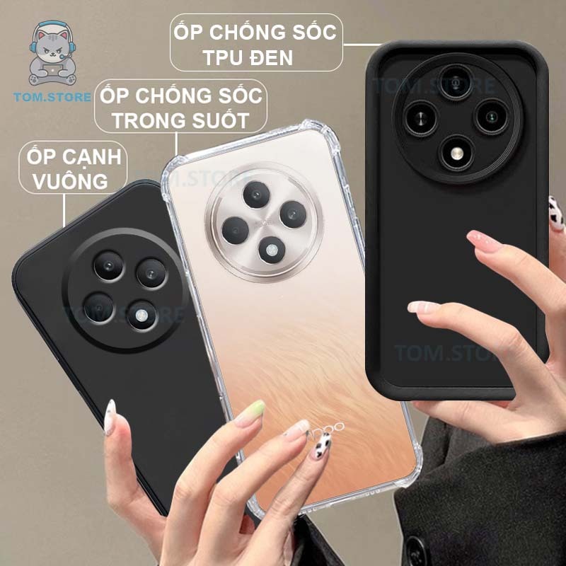 Ốp lưng Oppo RENO 12F-12F 5G chống sốc đen,TPU viền vuông,chống sốc trong suốt silicon