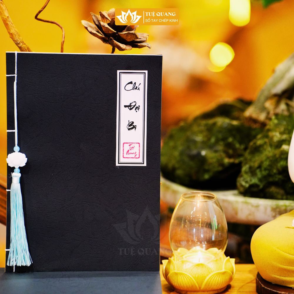 Sổ chép Kinh Combo 3 quyển vở chép Kinh In Mờ Giấy Cổ Cao Cấp (Tặng Bút, Ngòi bút, Vòng) - Tuệ Quang