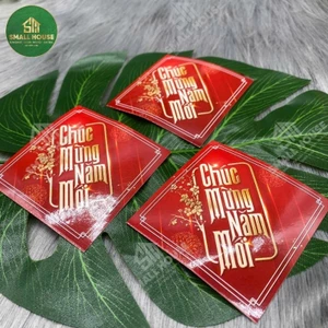 20 Tem Dán Tết Decal chống nước, cắt sẵn kích thước 7x7cm dùng trang trí hộp bánh, kẹo, mứt ngày tết.