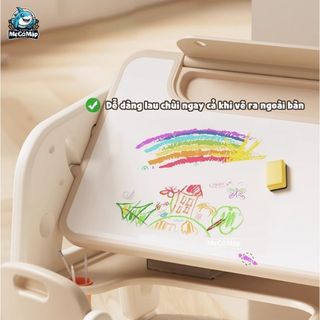 Bộ Bàn Học Kèm Ghế Cho Bé, Set Bàn Ghế Đa Năng Tích Hợp Bảng Vẽ Thông Minh Và Ngăn Sách Tiện Lợii
