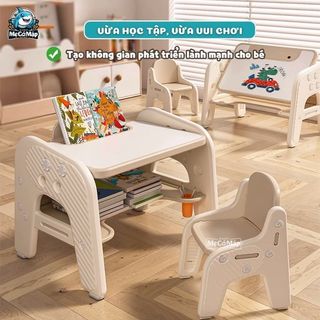 Bộ Bàn Học Kèm Ghế Cho Bé, Set Bàn Ghế Đa Năng Tích Hợp Bảng Vẽ Thông Minh Và Ngăn Sách Tiện Lợii