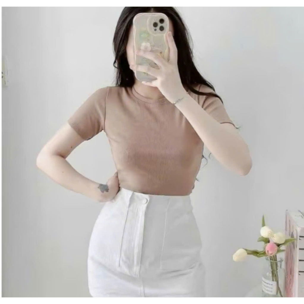 Áo Thun Nữ Cổ Tròn Form Ôm MS061 Chất Thun Gân Tăm Co Giãn Mềm Mị Thoáng Mát Bigsize ESHOP 45-85kg