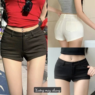 Quần Short Nữ Cạp Thấp 4 Túi Quần Ôm Đùi Nữ Cạp Trễ Quần Ngắn Cạp Trễ Co Giãn 4 Chiều Vải Umi Dày Dặn