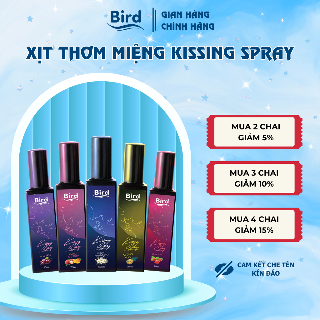Xịt thơm miệng hương vị trái cây BIRD Kissing Spray tự tin hôn môi, tạo cảm giác hôn mãnh liệt 20ml/lọ