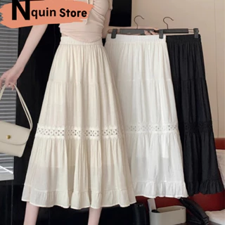 Chân váy dáng dài viền ren