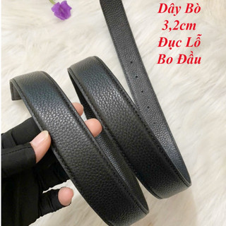 Dây lưng nam da bò bấm lỗ bản dây 3,2cm màu đen nâu tặng đinh đục lỗ thatlungvidanamnu