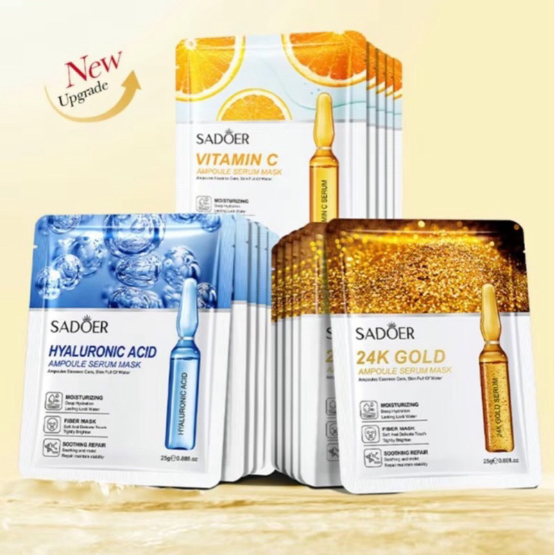 Combo 40 Miếng nạ mix 4 vị Vàng 24k, Vitamin C, HA, Collagen htro dưỡng ẩm, dưỡng sáng, giảm thâm sạm nám, căng bóng
