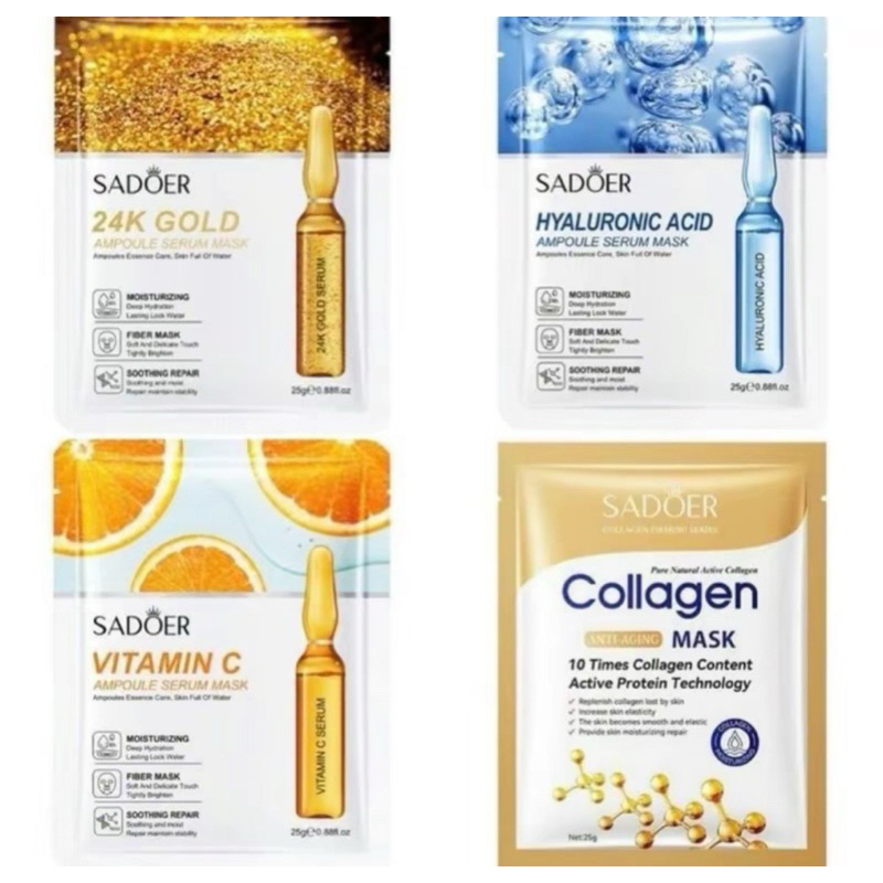 Combo 40 Miếng nạ mix 4 vị Vàng 24k, Vitamin C, HA, Collagen htro dưỡng ẩm, dưỡng sáng, giảm thâm sạm nám, căng bóng