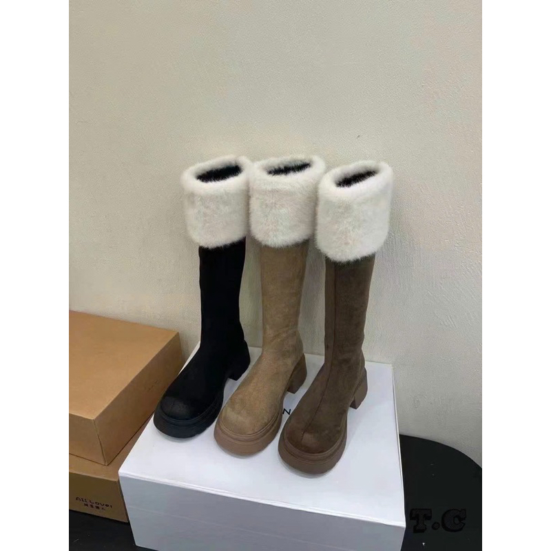 Boot cổ lông đế bánh mì