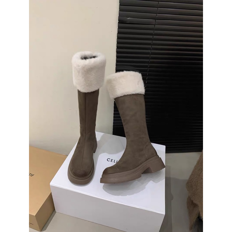 Boot cổ lông đế bánh mì