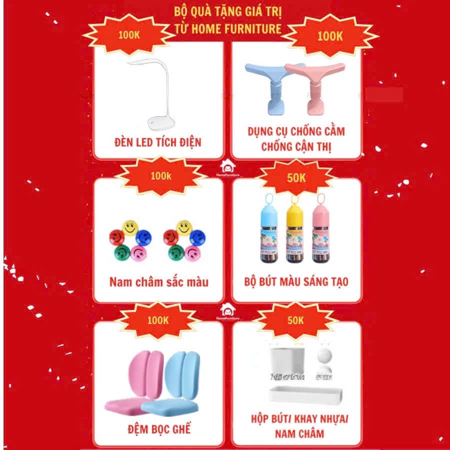 Bộ Bàn học chống gù C12 Cải Tiến Smartkids size lớn 60x80, mặt bàn nghiêng 2/3 bằng piston, có ngăn kéo