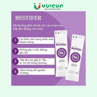 Sắt nước hướng đích Bestifer Mom cho mẹ bầu và sau sinh, giảm thiếu máu do thiếu sắt, hộp 24 gói