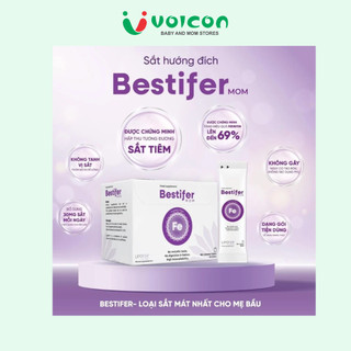 Sắt nước hướng đích Bestifer Mom cho mẹ bầu và sau sinh, giảm thiếu máu do thiếu sắt, hộp 24 gói
