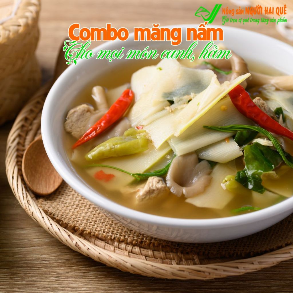 Combo Măng rừng + Nấm lộc nhung + Nấm đông cô cho mọi loại canh, hầm, xào | Nông sản Người Hai Quê