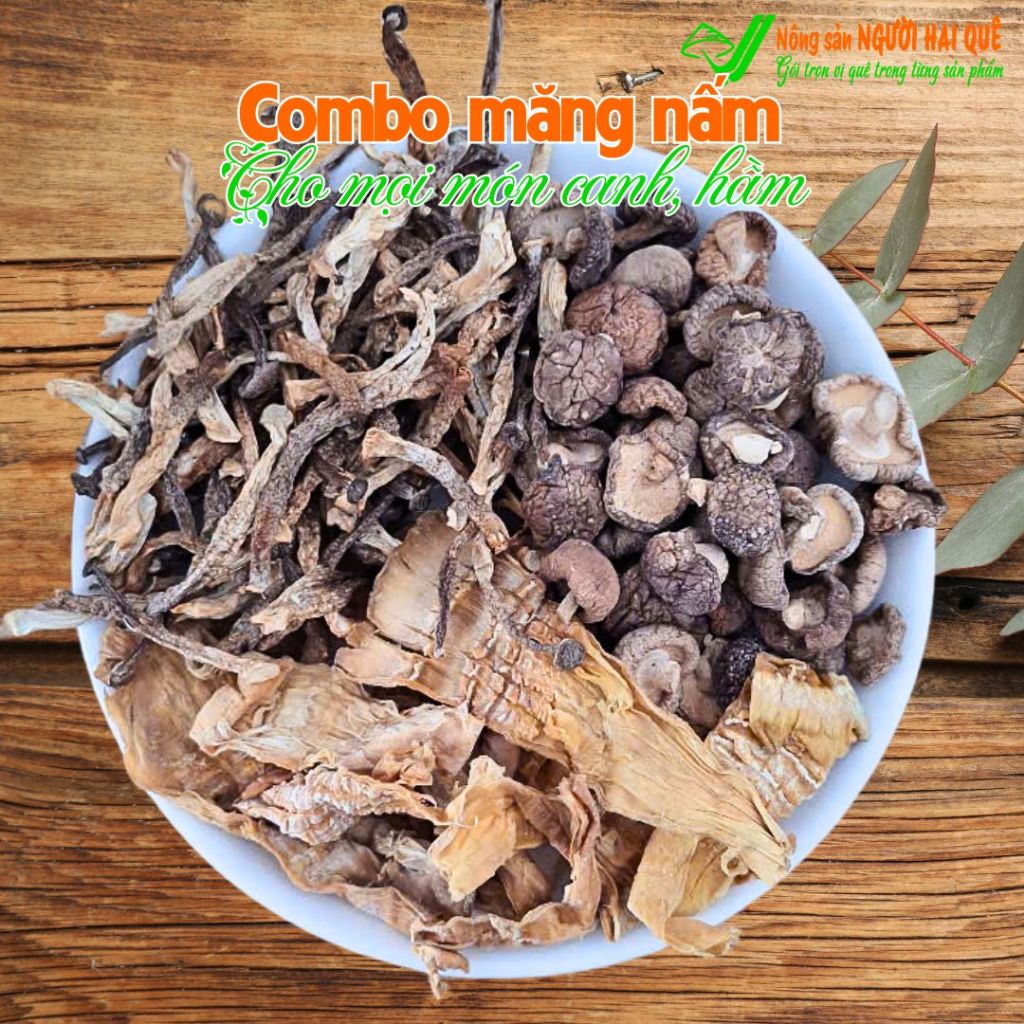 Combo Măng rừng + Nấm lộc nhung + Nấm đông cô cho mọi loại canh, hầm, xào | Nông sản Người Hai Quê