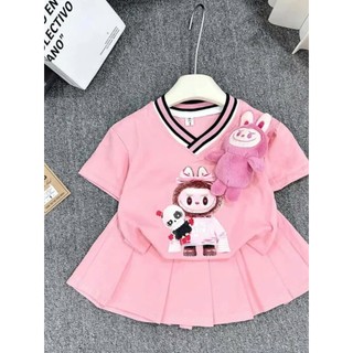 Sét váy cổ tim mẫu labubu dành cho bé từ 12-45kg chất liệu đẹp ( không kèm gấu )
