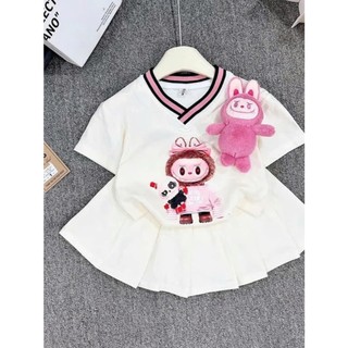 Sét váy cổ tim mẫu labubu dành cho bé từ 12-45kg chất liệu đẹp ( không kèm gấu )