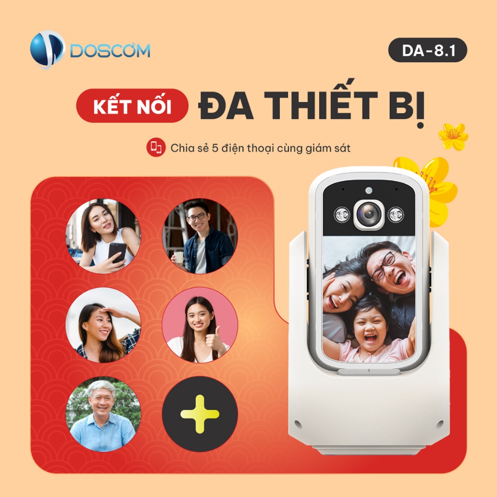 Camera Mini Wifi Gọi Video 2 Chiều DA8.1 DOSCOM Full HD 2K - Tích Hợp Màn Hình IPS 2.8 Inch