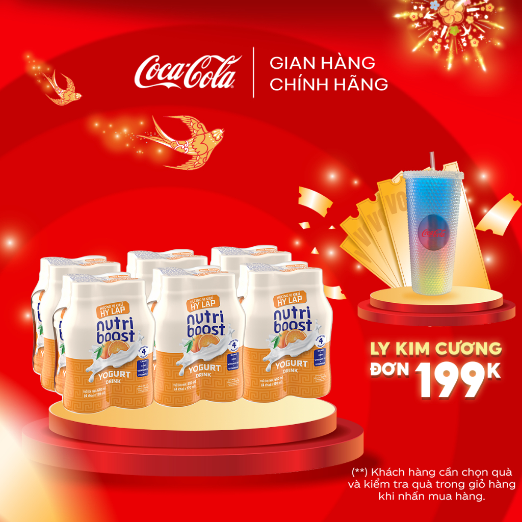 Lốc 24 Chai Thức Uống từ Sữa Chua Nutriboost Vị Cam 170ml/Chai Coca ...