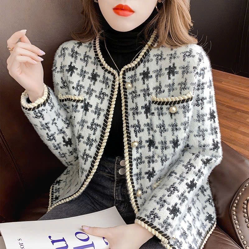 Áo khoác cardigan dạ lông thỏ viền ngọc tiểu thư sang chảnh phong cách Hàn Quốc MT33 SP24