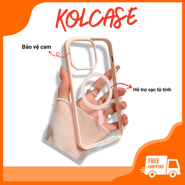 [ IPHONE 16 ] Ốp Điện Thoại Từ Tính lưng cứng viền màu P46 KOLEAD đạt chuẩn chống va đập Iphone 14 15 16 Plus Pro Promax