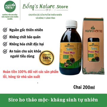 Siro Ho Thảo Mộc 100% thảo dược tự nhiên Huna Home/ Chai 200ml