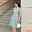 Đầm thiết kế BEMINE cổ sen viền ren dáng A xòe đính nút phù hợp đi chơi, đi dạo phố-MT9788
