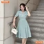 Đầm thiết kế BEMINE cổ sen viền ren dáng A xòe đính nút phù hợp đi chơi, đi dạo phố-MT9788